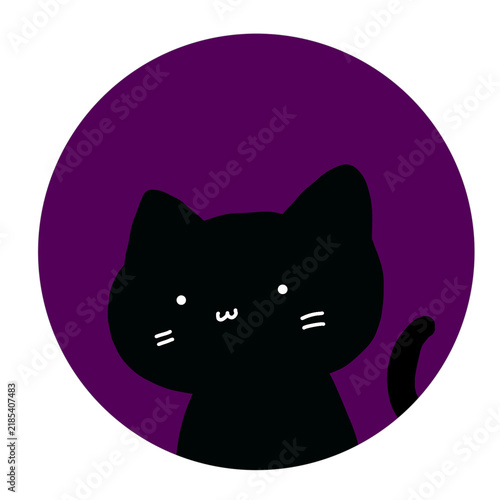 黒猫のシンプルアイコン（ダークパープル）