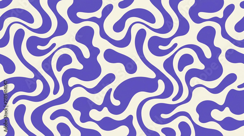 Abstract Groovy Wavy Seamless Pattern Purple Liquid Blobs