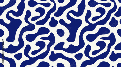Blue White Abstract Organic Seamless Pattern Background