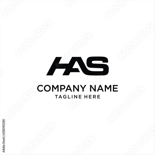 Creative Modern Monogram Letter HAS Logo Design. Black and White Logo. Usable for Business Logos. Flat Vector Logo Design Template