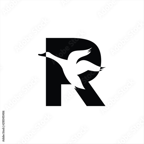 Letter R logo design swan vector illustration