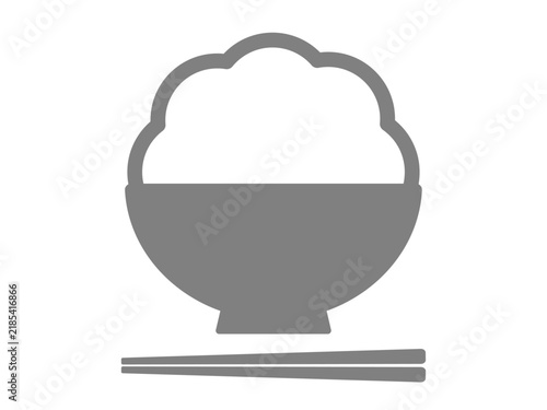 ご飯のアイコン（白飯と茶碗とお箸）