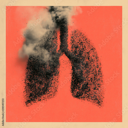 Lung filled with smoke symbolizing respiratory illness and the devastating effects of air pollution.