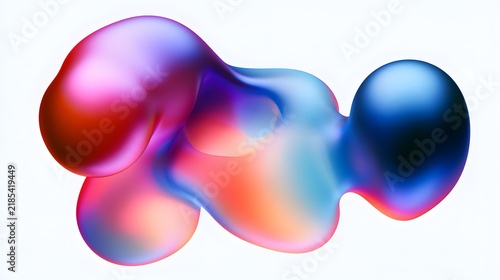 bstract colorful gradient 3D blobs with smooth glossy surfaces isolated on a clean white background