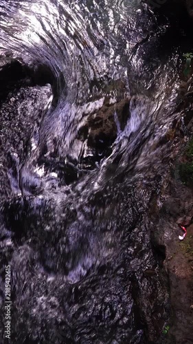 Fast Flowing Mountain River Rushing Over Rocks and Creating White Water Ripples