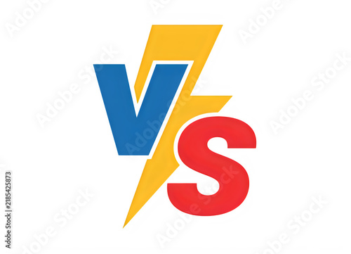 Versus logo with blue v and red s separated by yellow lightning bolt on transparent background