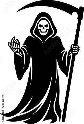 Foto Grim Reaper Silhouette with Scythe Isolated Vector Illustration for Dark Fantasy