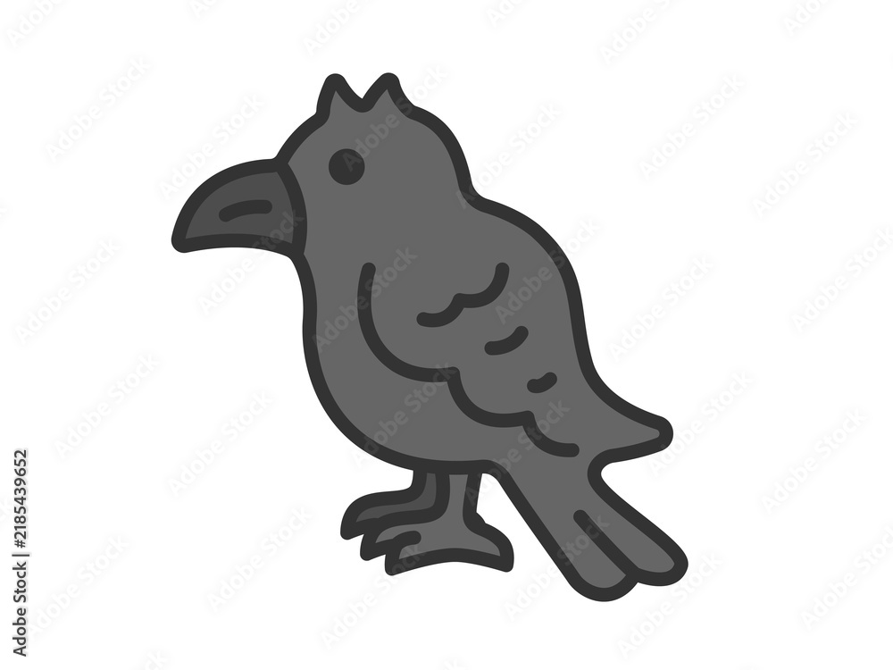 Fototapeta premium カラスのアイコン（線画カラー）のイラスト