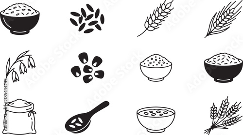 Grains Cereals Icon Vector Collection