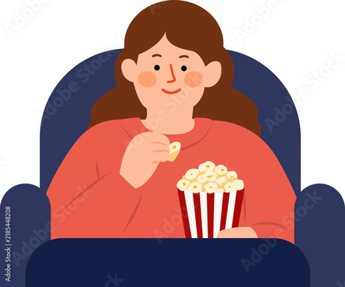 People Watching Movie in Cinema Theater Flat Vector Illustration