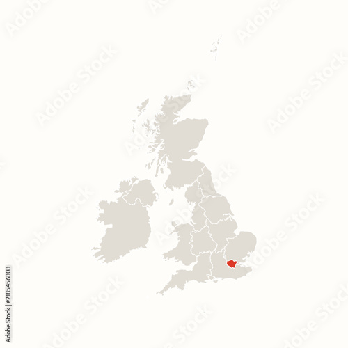 Greater London Highlighted in Red on United Kingdom and Ireland Map