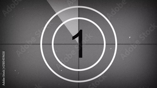 Classic film countdown timer 5 second, ideal for cinematic intros, retro movies, and video editing projects. 4K Video
