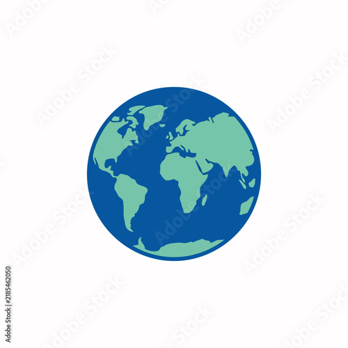 Minimalist flat vector illustration of the planet earth globe icon.
