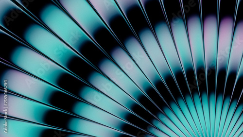 Abstract Cyan Metallic Radial Stripe Dark Background 3D Render