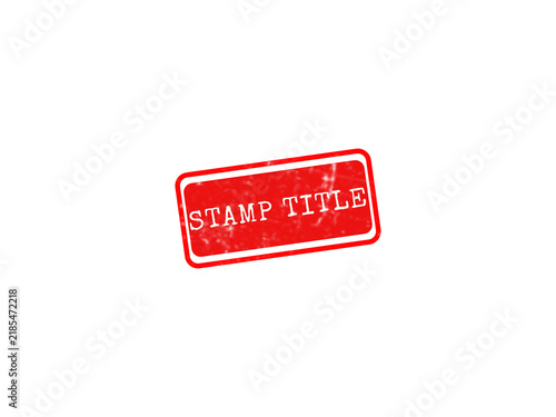 A red rectangular rubber stamp with a distressed, weathered texture and the text Stamp Title, ideal for document marking and creative design projects