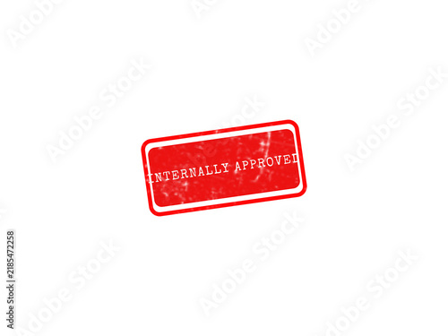 A bright red rubber stamp graphic with a distressed texture and the text Internally Approved, perfect for professional business documentation