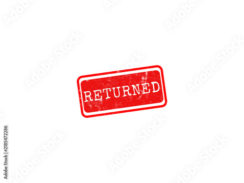 A vibrant red rubber stamp with distressed texture displaying the word returned, ideal for e-commerce and shipping documents