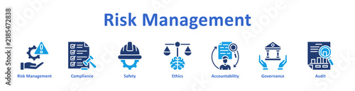 Risk Management Web icon banner and collection