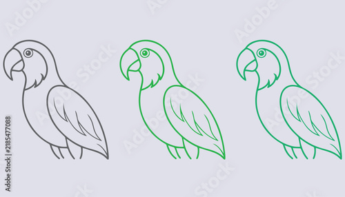 Minimalist Parrot Line Art Vector Icons Set