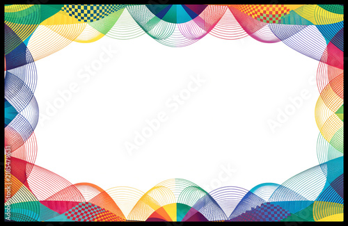 Ultra Detailed Colorful Ornamental Page Border with Intricate Botanical Crosshatch Pattern