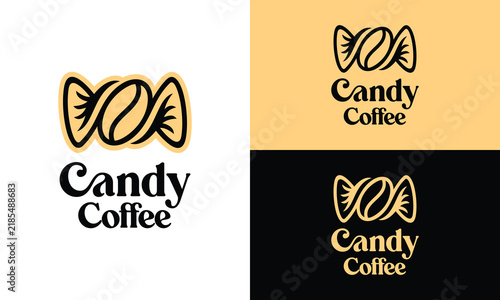 Coffee candy vector logo with cool flat and line style for coffee business, cafe, or candy shop