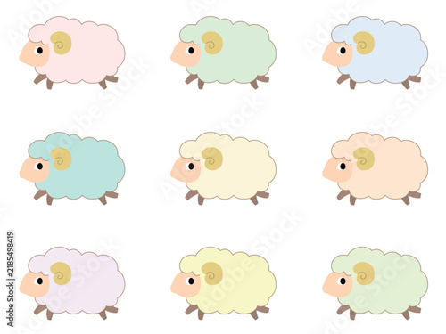 年賀状素材　ひつじのイラストセット