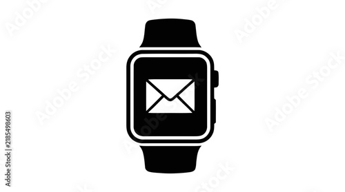 Vector illustration of smartwatch with email notification icon on a transparent background