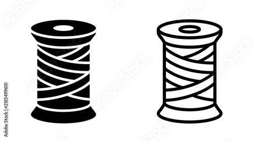 Bild auf Leinwand Thread spool icons in solid and outline graphic styles with tailoring