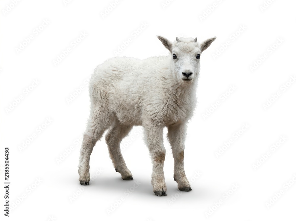 Obraz premium Young Mountain Goat Kid on White Background