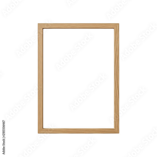 Vertical wooden picture frame isolated on white background for art display