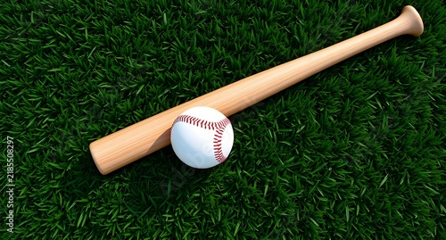 baseball bat and ball on green grass
