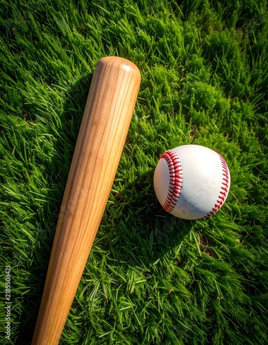 baseball bat and ball on green grass