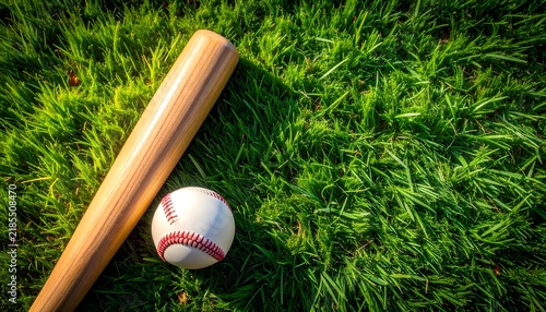 baseball bat and ball on green grass