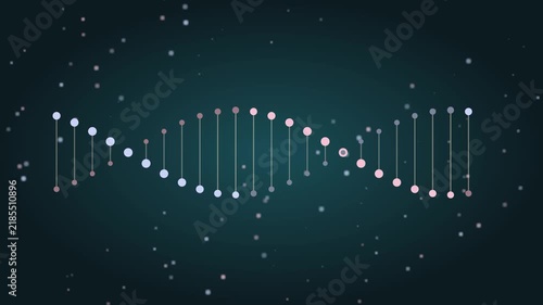Rotating DNA strand animation with glowing particles in 4K
