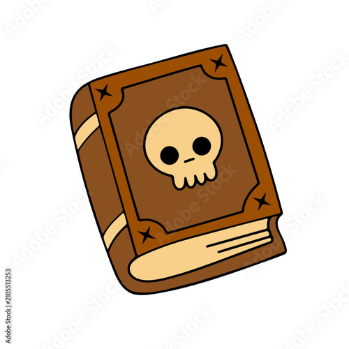 Cute Halloween Vector Clipart With Old Book Isolated On White Background
