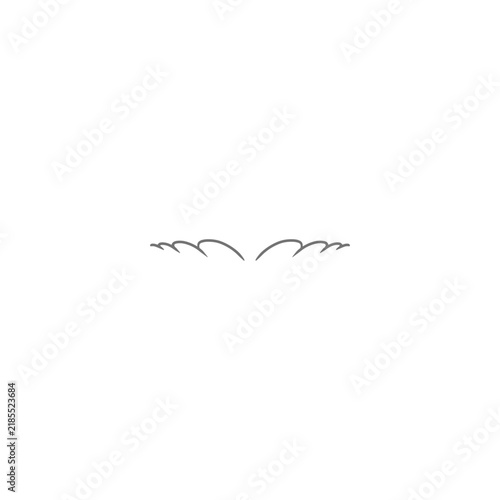 Minimalist line art illustration of a simple horizontal text divider with symmetrical abstract wave or eyebrow curves, isolated on a solid white background.