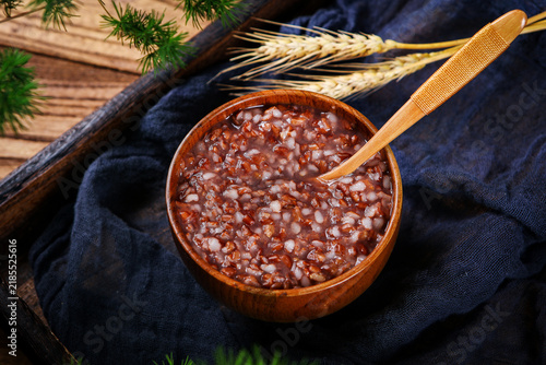 Konstfotografi Red multigrain congee healthy warm grain porridge