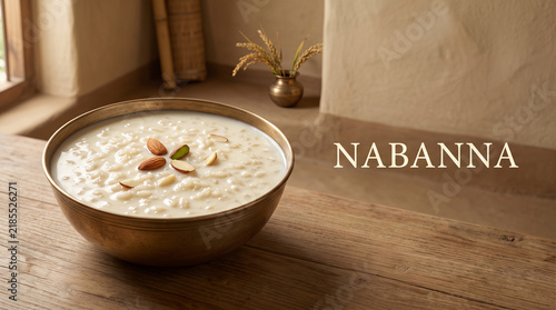 Brass Bowl of Rice Kheer with 