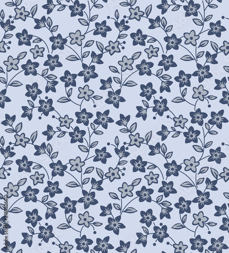 Japanese Pretty Star Flower Vine Vector Seamless Pattern