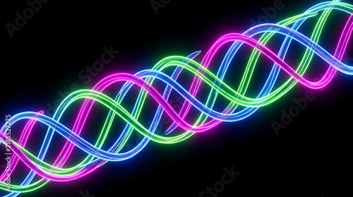 Abstract background with glowing neon light waves in spiral formation