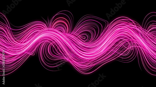 Abstract background with glowing neon pink wavy lines forming flowing patterns