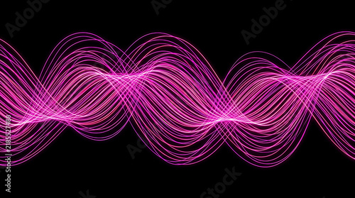 Abstract background with glowing neon pink wavy lines forming dynamic sinusoidal patterns