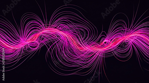 Abstract background with flowing pink glowing neon lines creating dynamic motion