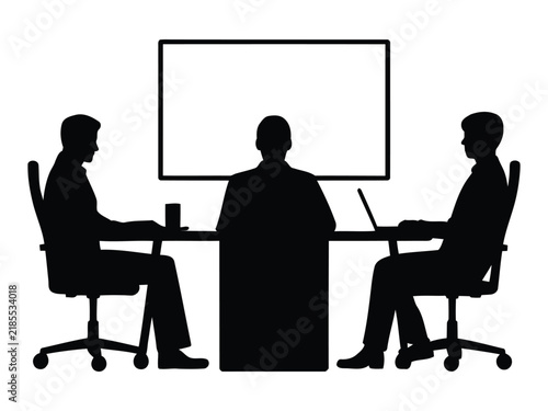 Three People in a Business Meeting in a Conference Room