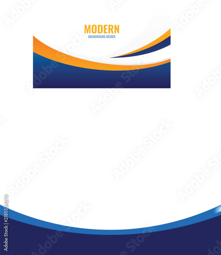 Modern abstract background with blue and orange wave shapes for business presentation design