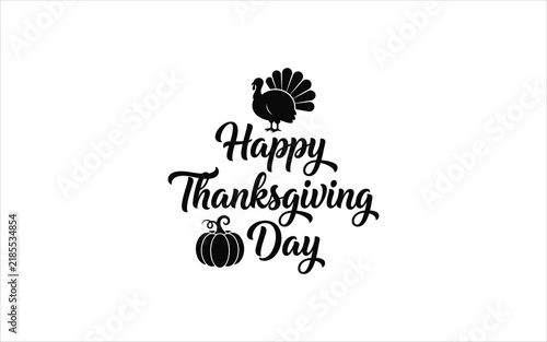 Happy Thanksgiving Day Greeting Card with Pumpkin and Leaf Design