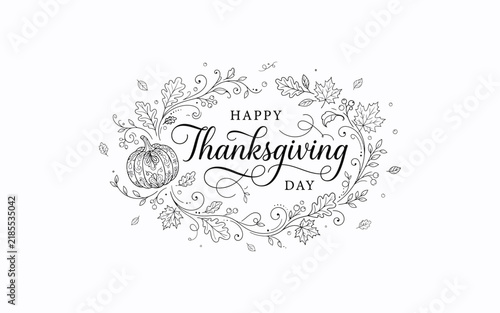 Thanksgiving greeting card with festive confetti and elegant script