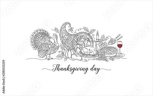 Elegant Handwritten Thanksgiving Day Greeting Card with Artistic Design