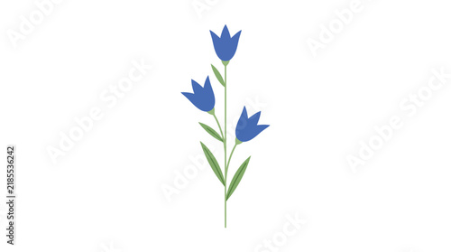 Three blue tulip flowers in a vase illustration
