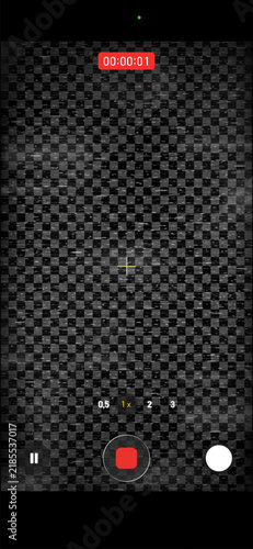 Mobile phone camera rec overlay mockup with cctv noise vintage effect isolated. Recorder cam display. Video or photo recording screen. Viewfinder Layout template. Vector illustration